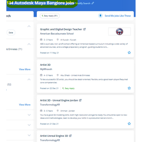 Autodesk Maya internship jobs in Riffa