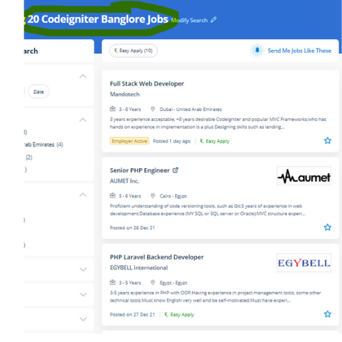 Codeigniter internship jobs in Saar