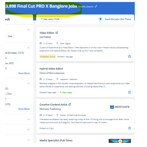 Final Cut Pro X internship jobs in Manama