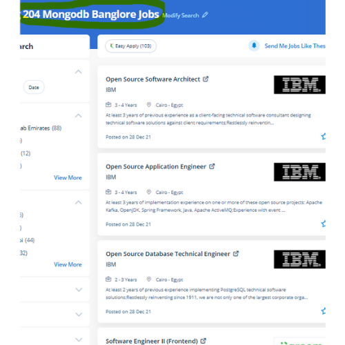 MongoDB internship jobs in Aali