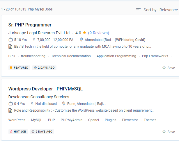 Php/MySQL internship jobs in Aali