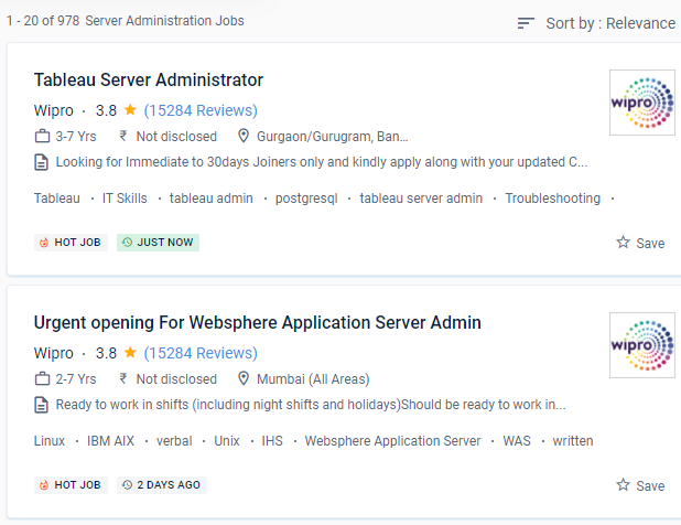 Server Administration internship jobs in Saar