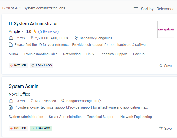 System Administration internship jobs in Saar