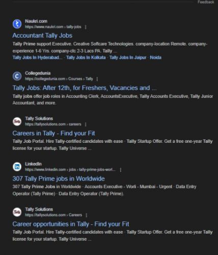 Tally Prime internship jobs in Aali